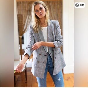 Emerson Fry Black and White Houndstooth Lee Blazer